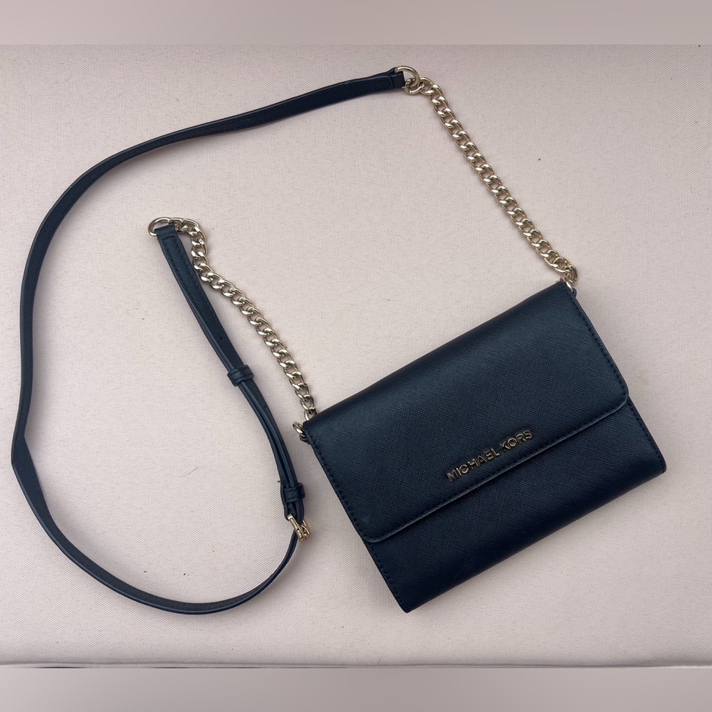 Michael Kors Black Crossbody Bag with Gold Chain